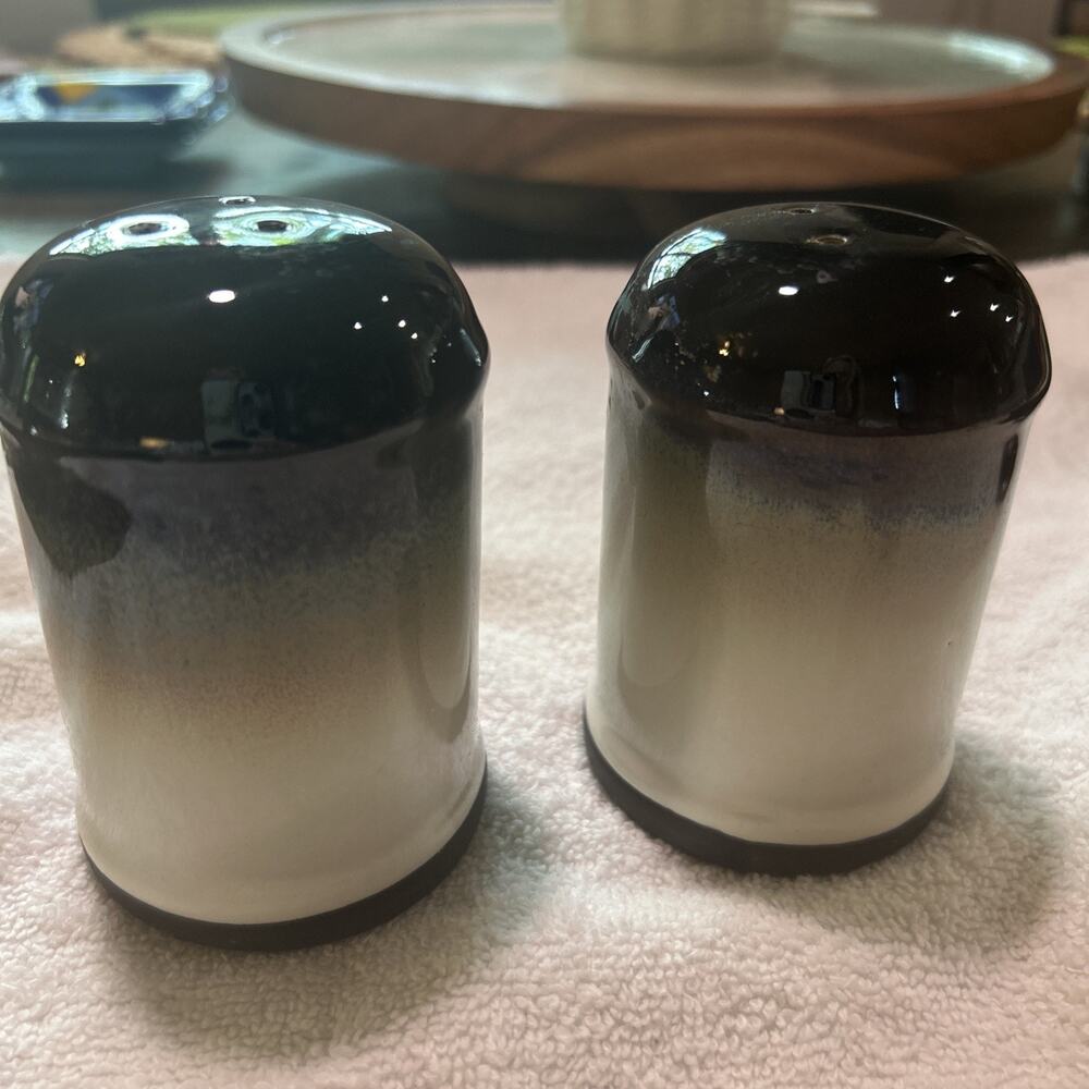 Sango Nova Black Salt and Pepper Shakers, MCM Tablescape Decor
